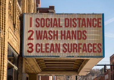 COVID-19 response measures include: social distance, wash hands, & clean surfaces
