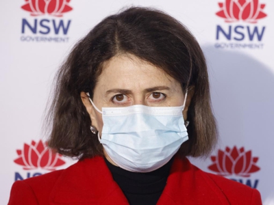 Premier of NSW Australia, Gladys Berejiklian, at daily 11am COVID-19 press conference 