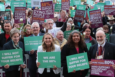 A "Voluntary assisted dying" (VAD) protest