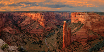 Channelized runoff from the Flood carved canyons & valleys - e.g. Spider Rock in Canyon de Chelly, Arizona. If these valleys formed over millions of years, this spire should not be there and there would be more tallus beneath the cliff.s