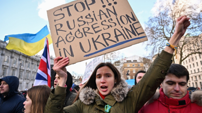Protest to stop Russian aggression in Ukraine