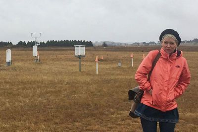 Atmospheric temperature is measured inside the white Stevenson screen (Goulburn, NSW, Australia)