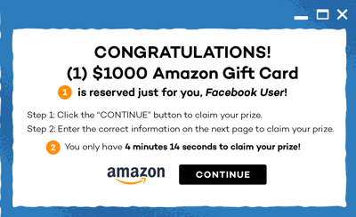 Clickbait for fake prizes